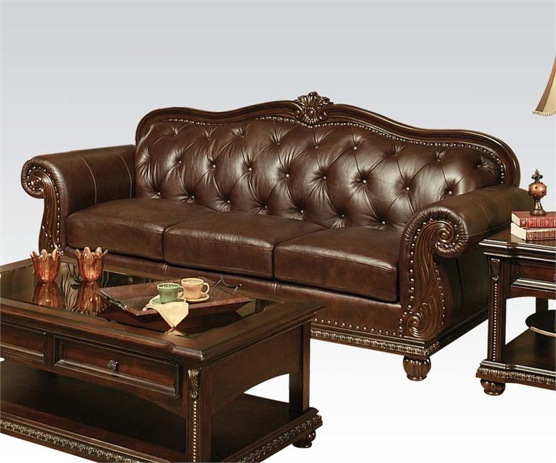 Acme top grain leather sofa set