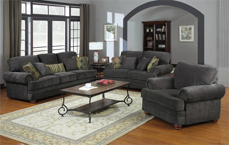 Coaster Smokey Grey Sofa Set Colton Collection Coaster Smokey Grey Sofa Set Colton Collection