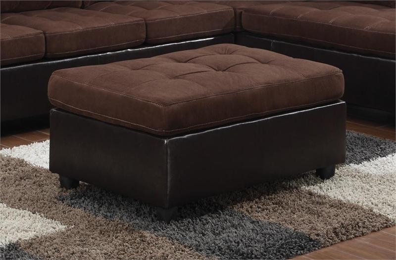 Chocolate Microfiber Reversible Sectional - Mallory Collection Chocolate Microfiber Ottoman - Mallory Collection. - Chocolate Microfiber Reversible Sectional - Mallory Collection
