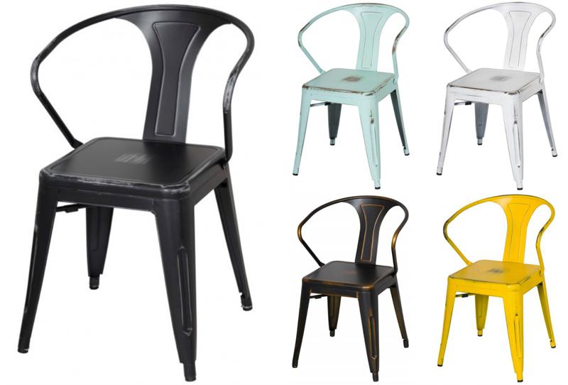 Metropolis Metal Arm Chair Distress Finish