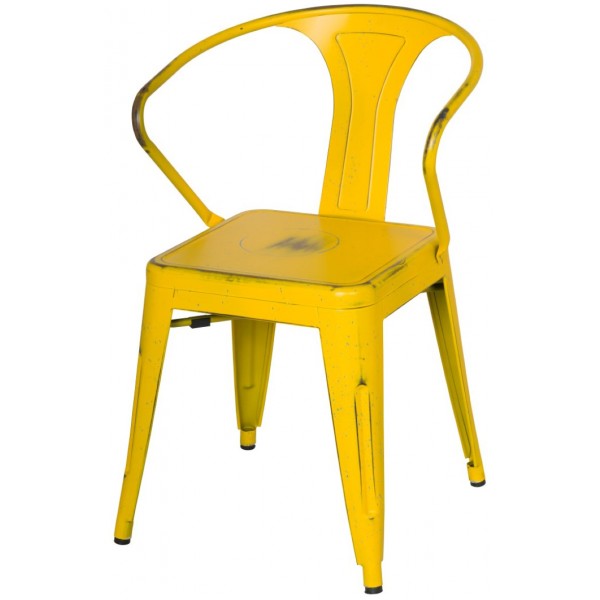 Metropolis Metal Arm Chair Distress Finish