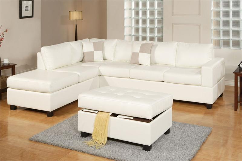F7354 PoundexCream Sectional And Storage Ottoman Cream Sectional and Storage Ottoman Style F7354. - F7354 PoundexCream Sectional And Storage Ottoman