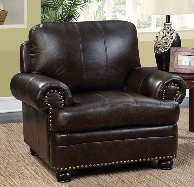 CM6318 Rheinhardt Dark Brown Top Grain Leather Sofa Set Collection