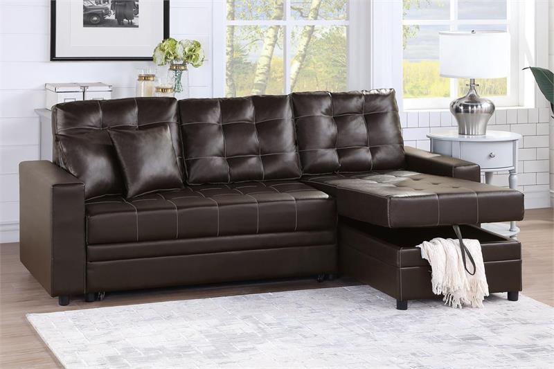 F6592 Poundex Reversible Sectional with PullOut Bed