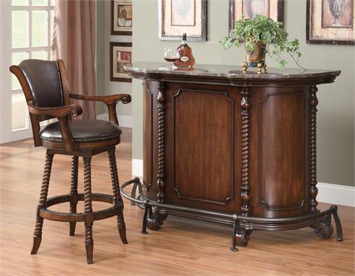 Marble Top Cherry Bar Unit 100678 and Bar Stool Item 100179 by Coaster Furn Marble Top Cherry Bar Unit 100678 and Bar Stool Item 100179 by Coaster Furn