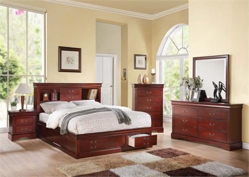 Louis Philippe III Cherry Bedroom Set with Storage Louis Philippe III Cherry Bedroom Set with Storage,24380Q acme,24377EK acme,24374CK acme,19525 acme