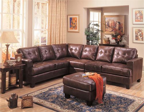 Dark Brown Leather Sectional Armless Chair and Ottoman - Samuel Collection Dark Brown Leather Sectional Armless Chair and Ottoman - Samuel Collection by Coaster