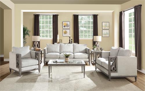 Artesia Collection Fabric & Salvaged Natural Finish Sofa Set Artesia Collection Fabric & Salvaged Natural Finish Sofa Set