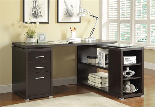 Yvette L-shape Office Desk Cappuccino by Coaster 800517 Yvette L-shape Office Desk Cappuccino by Coaster 800517