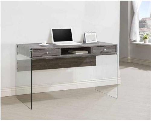 Dobrev 2-drawer Writing Desk Weathered Grey and Clear Glass by Coaster 8008 Dobrev 2-drawer Writing Desk Weathered Grey and Clear Glass by Coaster 800818