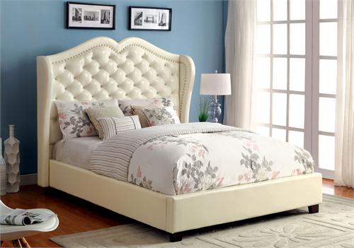 Monroe Ivory Platform Bed CM7016 Monroe Ivory Platform Bed CM7016,CM7016IV furniture of america,CM7016IV monroe,ivory platform bed,high headboard bed