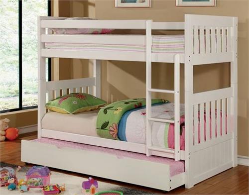 Canberra II White Bunk Bed Canberra II White Bunk Bed,cm-bk607 bunk bed,cm-bk607 furniture of america