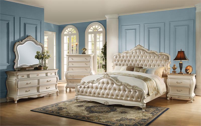 Chantelle Pearl White Bedroom Set Collection 23540