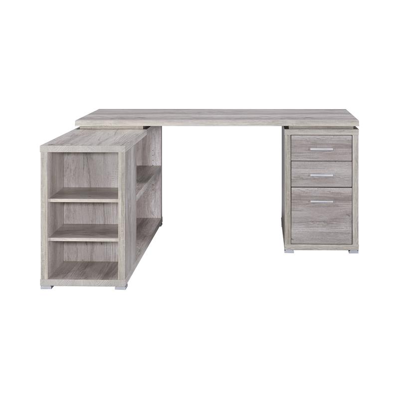 Yvette L Shape Office Desk Grey Driftwood By Coaster 801516